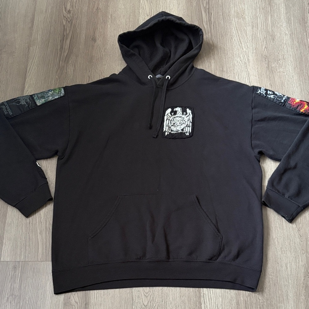 Custom Death Black Metal Patched Pullover Hoodie Size Large